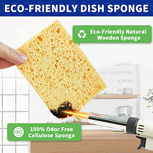 CELOX 24 Pack Durable Kitchen Sponges, Natural Wood Pulp Sponges for Dishes, Absorbent Cellulose Sponge Bulk for Cleaning Kitchen, Bathroom, DIY for Kids, 4.3" x 2.6" x 0.5" - Image 6