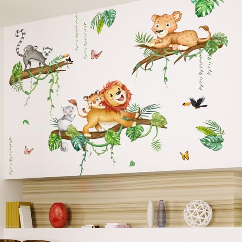 Vinilos decorativos animales de la jungla 35.43"x11.81" miniatura 3