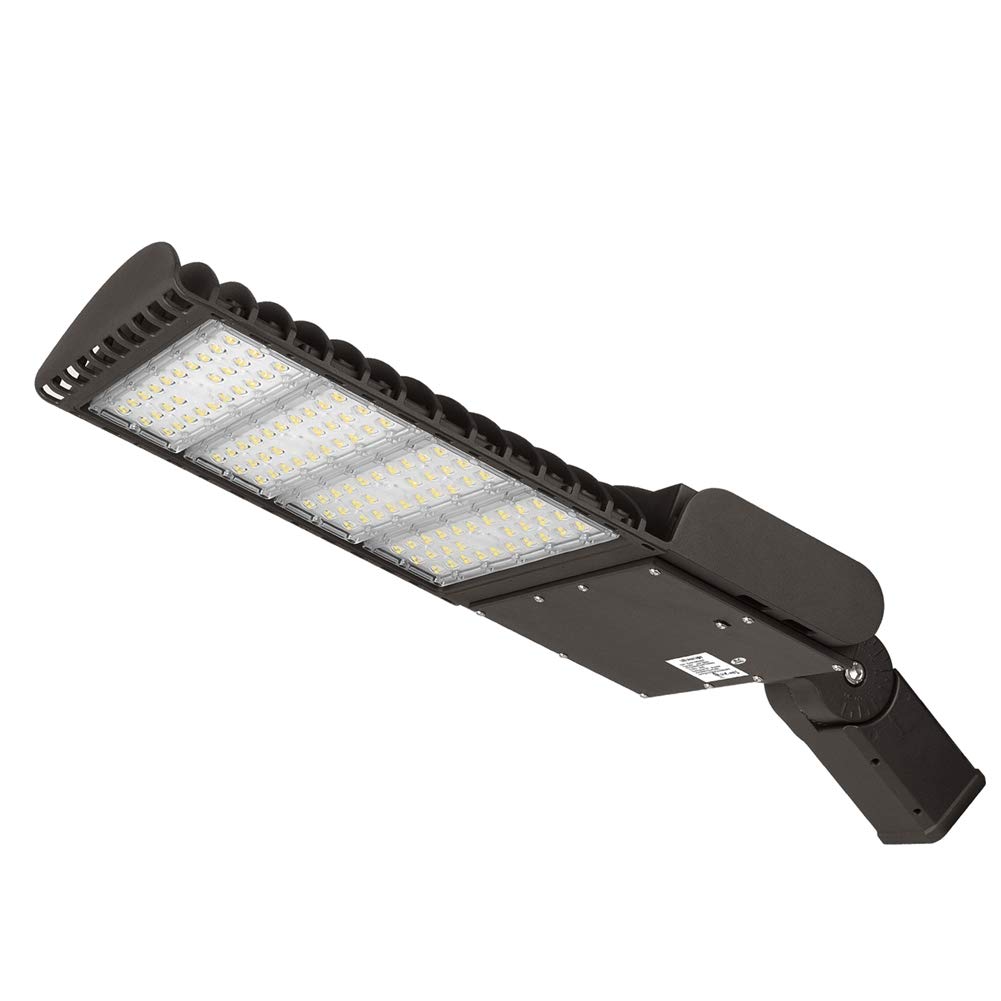 HyleleLED Shoebox Outdoor Parking Lot Lights IP65 Waterproof Super Bright Commerical Area Light,Photocell Sensor Control Street lamp with 3 Types Mounting UL DLC Brown