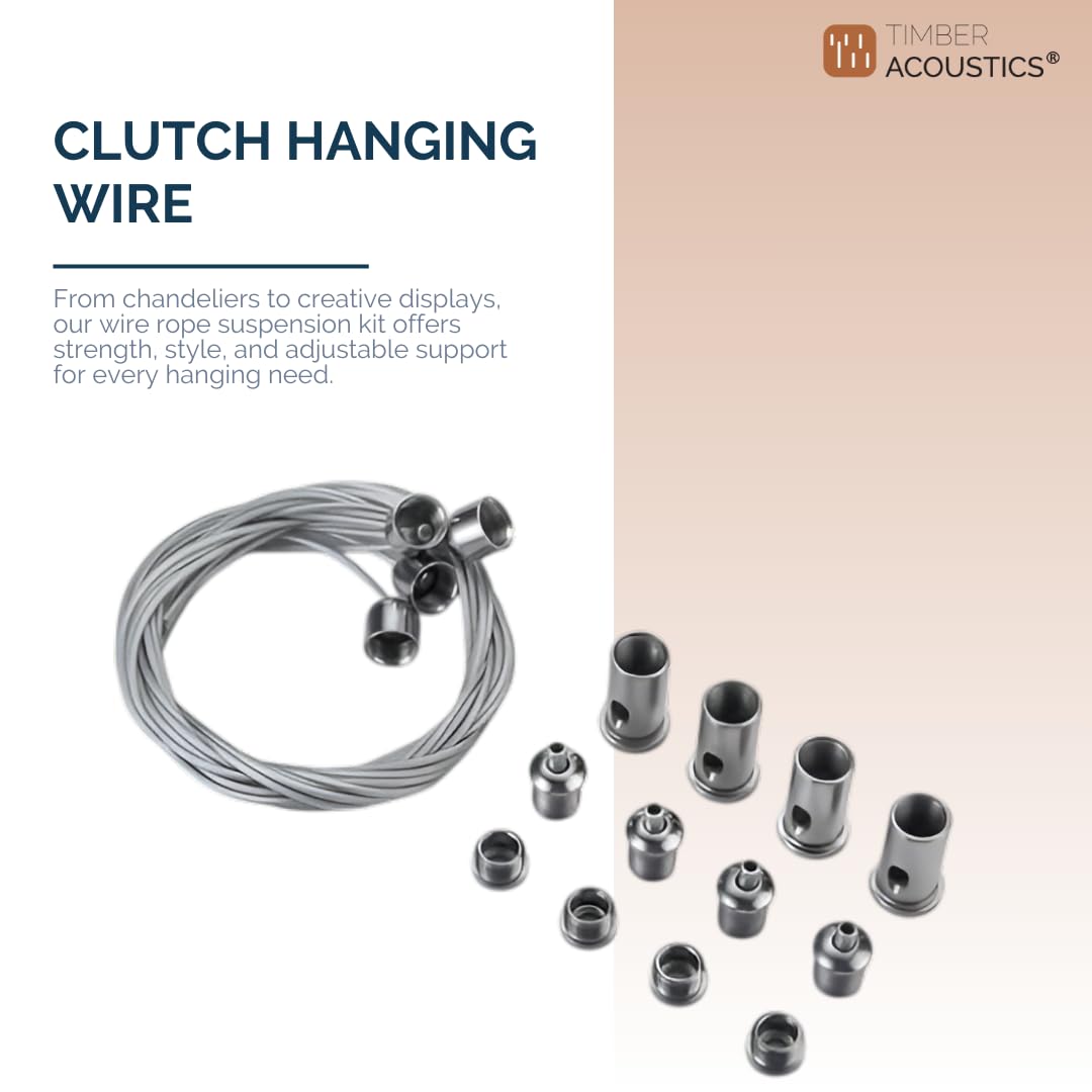 Timber Acoustics® Wire Rope Suspension Kit for Hanging Lights, Billboards, Panels | | Adjustable 1 Meter Steel Cable System | Heavy Duty Iron Wire Hanging (Set of 2) — Amazon image 3