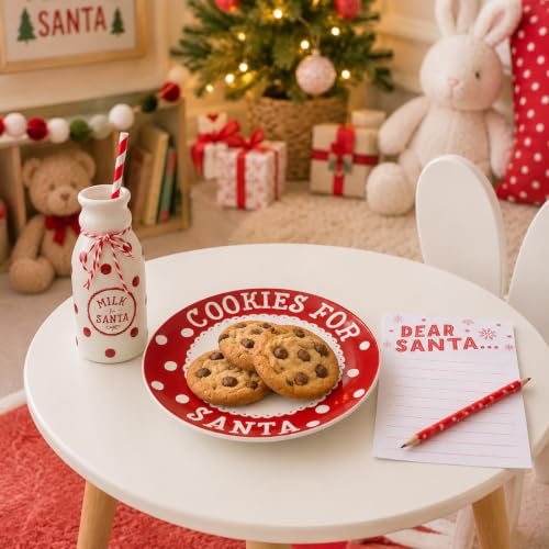 Image of Pearhead Cookies for Santa Plate, Milk Jug and Notepad Set, 3 Piece Set