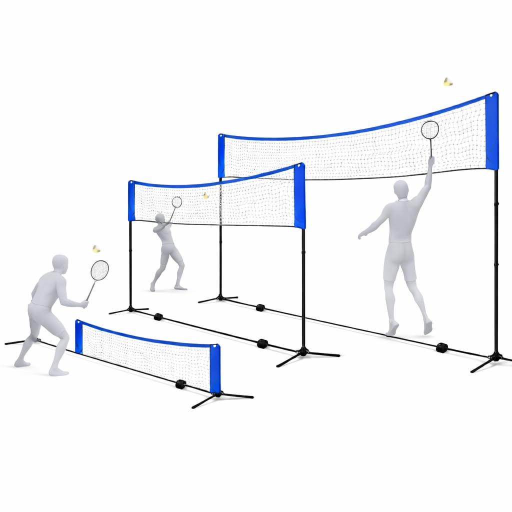 Rete da badminton pieghevole da 3,1 m, con supporto regolabile in altezza 107/105/150 cm e borsa per il trasporto, rete sportiva per volano, tennis, pallavolo o beach volley, rete in nylon, facile da