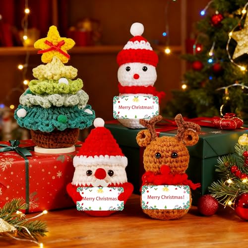 Regalos Navidad Mujeres Hombres Ganchillo Árbol de Navidad Reno Papá Noel Muñeco de Nieve Decoración Calendario de Adviento 2025 Mujeres Relleno Navidad Regalos para Mamá Novia Niños Él Ella