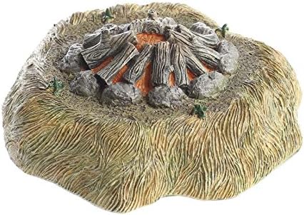 Pair of Detailed Artificial Battery Operated Flicker Flame Resin Campfire Displays for Embellishing and Displays