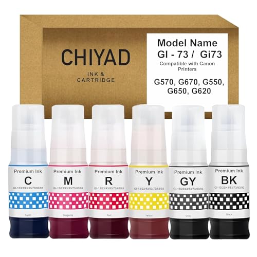 Image of GI-73 Ink Bottle Compatible for Canon Pixma G570, G670, G550, G650, G620 Printers (GI-73 Black Ink 3 Pcs)