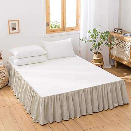 BISELINA French Linen Bed Skirt with Pleated Frills 14-Inch...