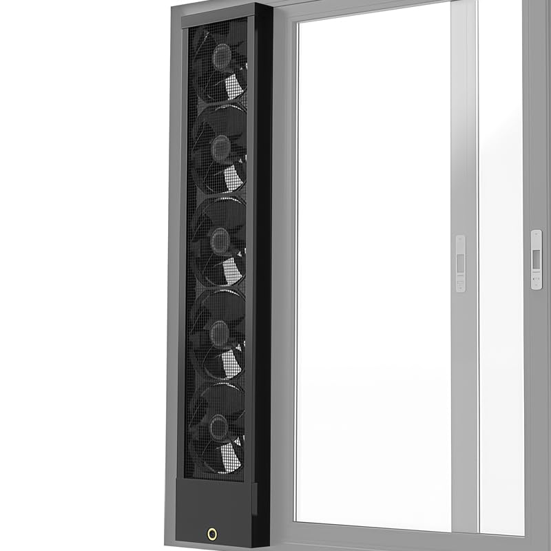 Image of 33.5-35.4 Inch Vertical Window Exhaust Fan for Sliding Windows - Fit Window Top and Bottom Frames Securely Tool-Free Setup with Adjustable Speeds for Smoky Spaces Bedroom, Attics with Poor Ventilation