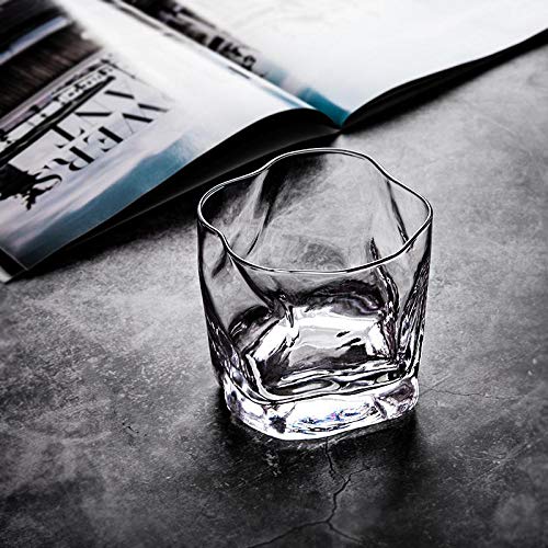 Keqin Conjunto de 250 ml de vidro irregular, diamante, ondulado, cristal de uísque, 90 ml, conjunto