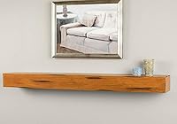 Vista 2 de MANTELSDIRECT Breckenridge - Estante de chimenea de 60 pulgadas con ménsulas - Estante flotante rústico para chimenea - Castaño - Estante de madera