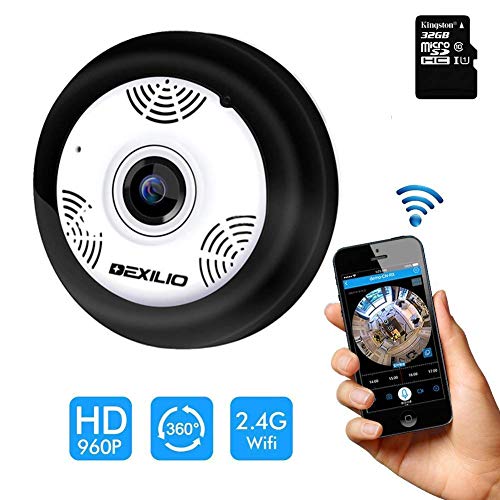 360° Panoramic Wireless WiFi IP Camera, DEXILIO Home Security Surveillance Camera with Fisheye