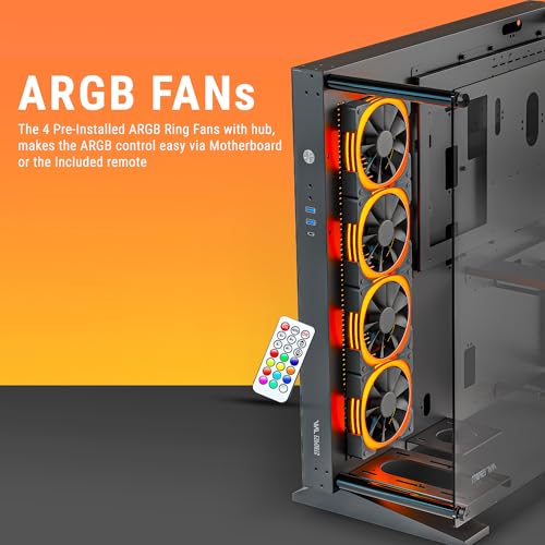 Image of Ant Esports Cypher K9 Full-Tower ATX Open-Frame Computer Case /Gaming Cabinet - Black | Support Micro-ATX, Mini-ITX | Pre-Installed 4 ARGB-PWM Remote Controlled Fans