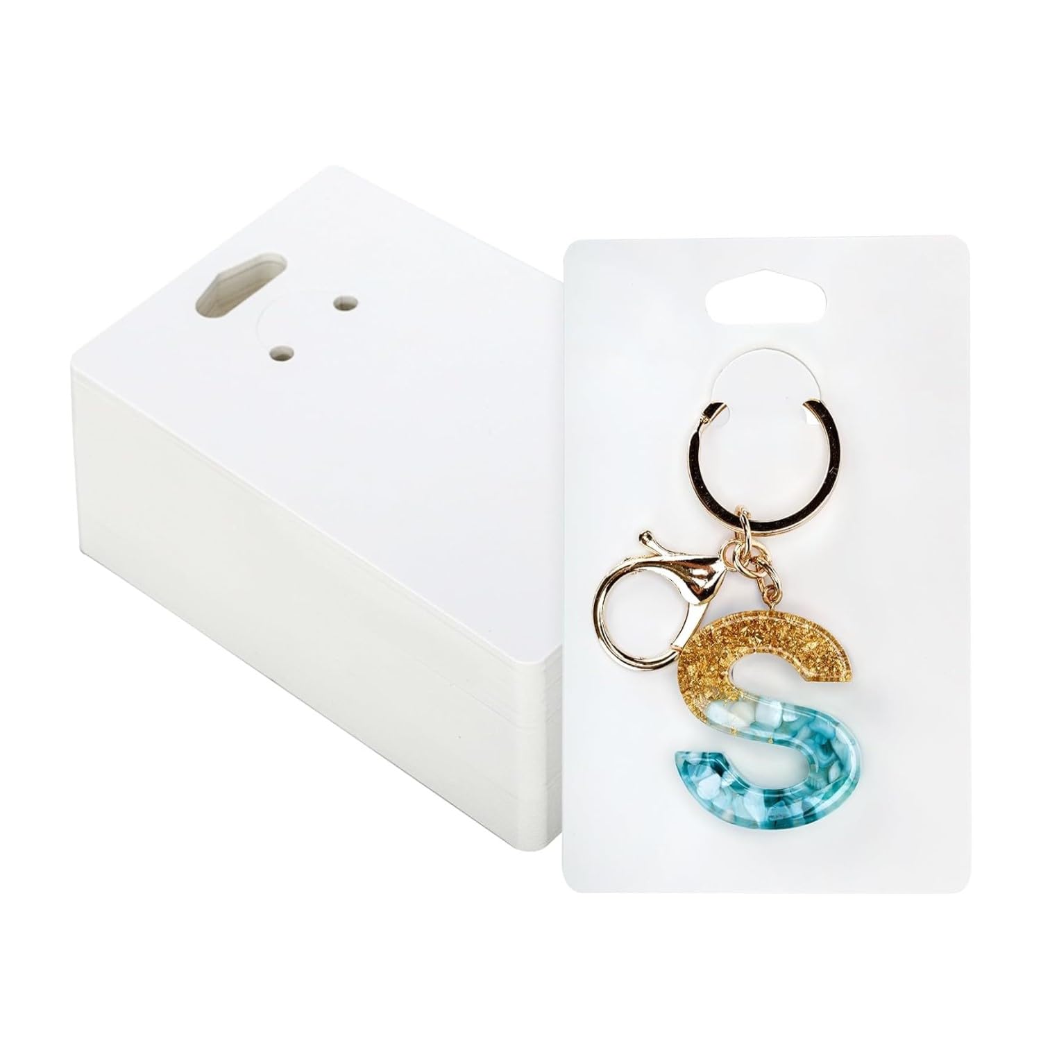 Festiko® Keychain Display Cards (White A, Pack of 1000 Pcs, 4.7"*3.1"), Keyring Display Cards, Jewellery Display Cards