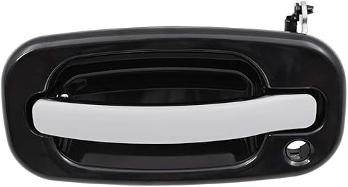 AutoandArt Brock - Manija de repuesto para puerta delantera, bisel negro y palanca cromada con orificio de cerradura compatible con camioneta