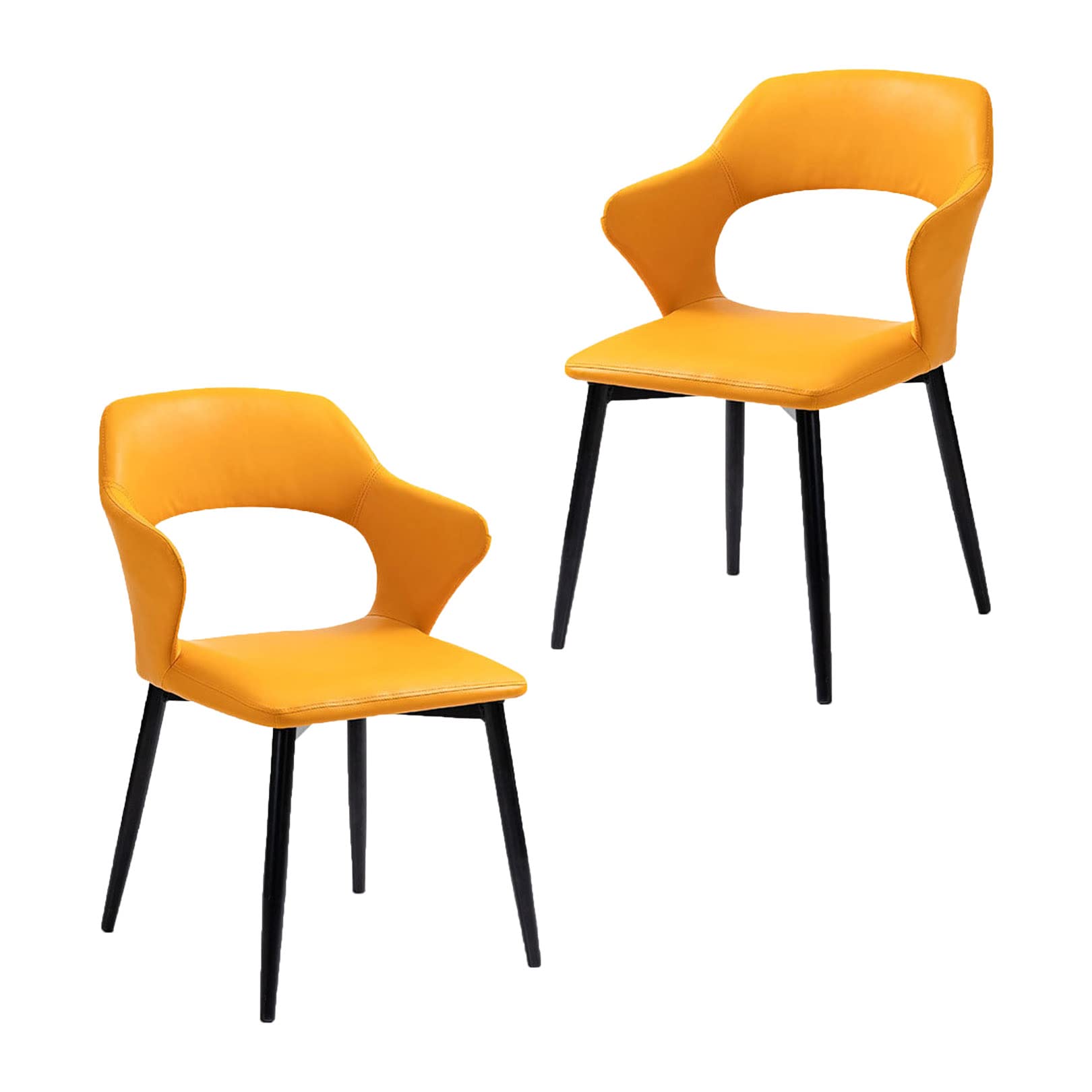 Chaise de salle à manger en similicuir lot de 2 avec pieds en acier noir pour cuisine et chambre