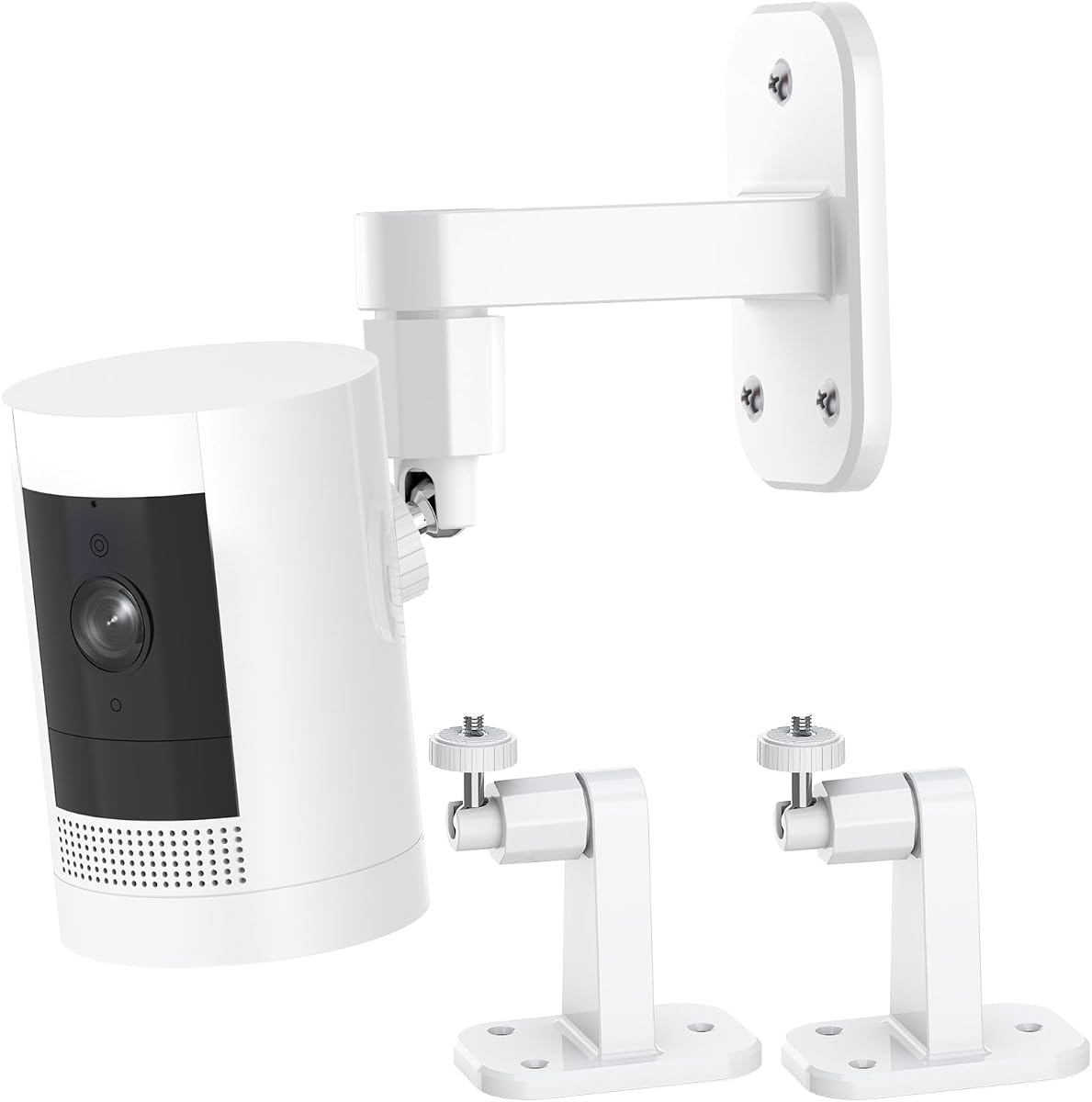 2Pack Ring Camera Wall Mount,Compatible with Ring Outdoor Cam Plus/Stick Up Cam Battery/Plug-in/Pro/Indoor Cam(1st Gen),360 Degree Adjustable No Drilling Mount for R/ing Outdoor Indoor Cameras,White