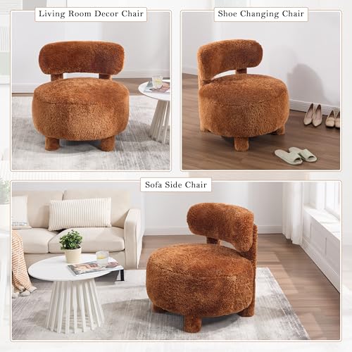 Sillón Curvo Tapizado Peluche Marrón miniatura 5