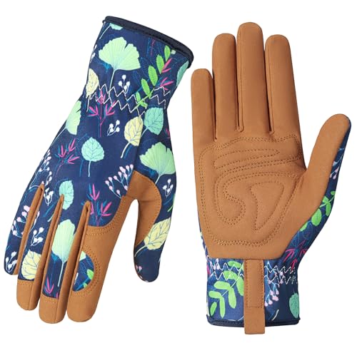 Trifabricy Garden Gloves for Women - Breathable leather Floral Gardening Gloves with Grip, Thorn-Proof...