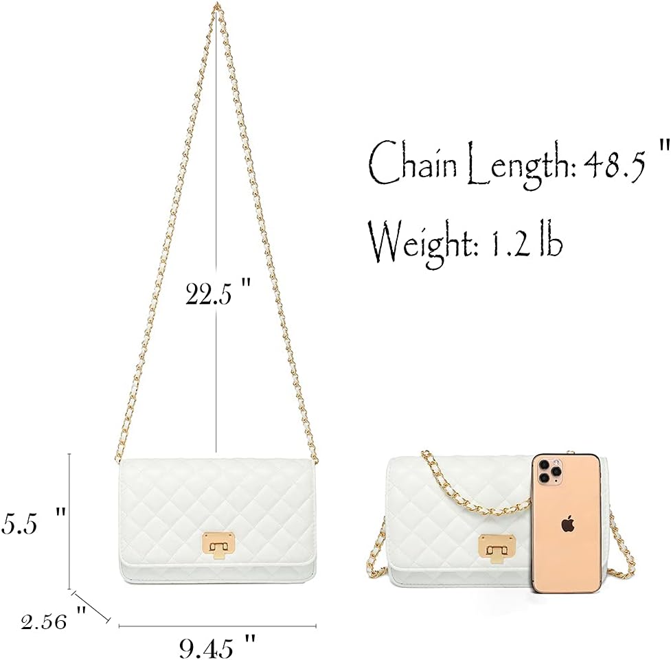 Women Shoulder Bag Grid Crossbody Handbag Daily Leather Stylish Evening Chain Bag
