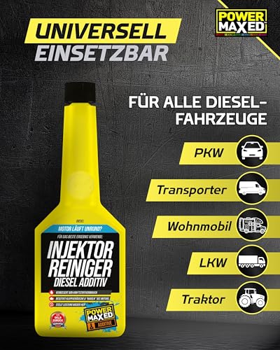 Power Maxed Injektor Reiniger Diesel 325ml I Einspritzdüsen reinigen, Dieselverbrauch senken & Leistung wiederherstellen I Diesel Additiv für ruhigen Lauf & bessere Verbrennung