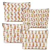 DHKG 4pcs Western Makeup Bag, Western Gifts for Women Cosmetic Bag Cowgirl Gifts for Women Female Girls Sister BFF, Cowboy Boots Gift Christmas Birthday Gift, Cowgirl Stuff