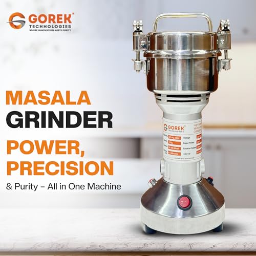 Image of Gorek Technologies 650W High-Speed Masala Grinding Machine -150g Capacity | Stainless Steel Dry Grinder for Grains, Herbs, Masala, Seeds, Home & Commercial Use | Portable Spice Grinder (GT-PG-150V)