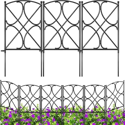 AMAGABELI GARDEN & HOME 10 Panels 24in(H)×10ft(L) Decorative Garden Fences and Borders for Dogs Rustproof Metal No Dig Fence Panels Garden Edging Border for Animal Barrier Flower Beds Yard Patio