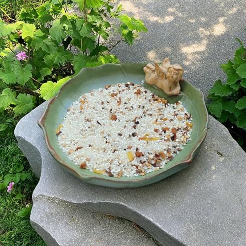 Bakayoyo Ceramic Ground Bird Bath Bowl for Outside, BirdBath Bowl Only, Ground Bird Feeders and birdbath for Outdoors, Tabletop，Balcony and Garden