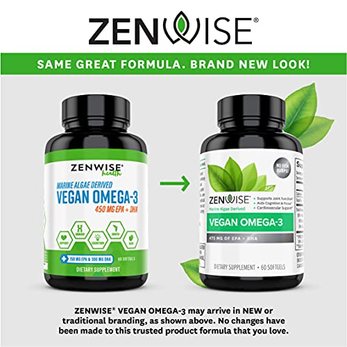 ایگرد | قیمت و خرید Zenwise Vegan Omega-3 Plant Based Fish Oil Alternative  Marine Algal Source for EPA and DHA Fatty Acids - Burpless Supplement for  Brain Health, Joint Support, Immune System,