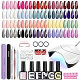 Phoenixy Kit Ongle Gel UV Complet 20 Couleurs Orange Bleu Kit Semi Permanent Complet Base ...