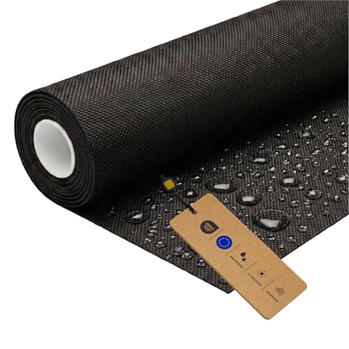 LOMIQ Polyesterstoff Wasserdicht 100x150 cm Schwarz 366 g/m2 Meterware Stoff Outdoor Reißfest & Pflegeleicht Material für Markisenstoff Segeltuch Gartenmöbel Zelte Rucksäcke Tierbetten