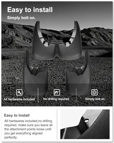 Image of KIWI MASTER Mud Flaps for 2009-18 Dodge Ram 1500 /2500 /3500, 2019-2024 Ram 1500 Classic (Without OEM Fender Flares, Single Rear Wheels), Heavy Duty Front & Rear Mud Guards, No Drill, 4 Pcs Set