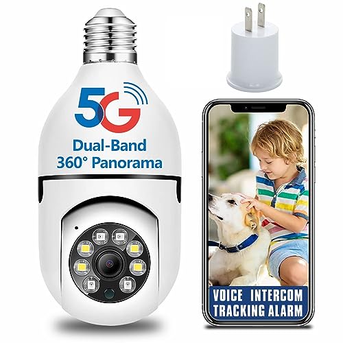 QAMY 3MP Light Bulb Security Camera, 5g WiFi Light Bulb Camera 360 Degree Full Colour Night Vision, Motion Detection, WiFi Panorama Camera Light Bulb Easy to Install, Cloud Service Free Trial 1 Month QAMY 3MP Light Bulb Security Camera, 5g WiFi Light Bulb Camera 360 Degree Full Colour Night Vision, Motion Detection, WiFi Panorama Camera Light Bulb Easy to Install, Cloud Service Free Trial 1 Month