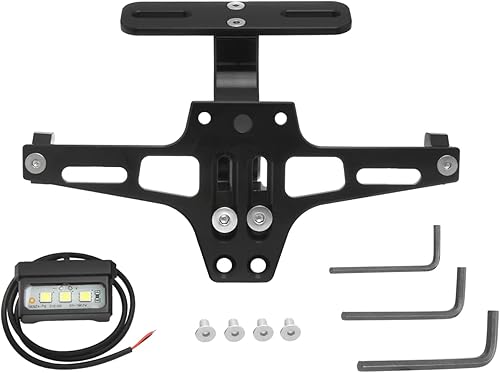 Twilight Garage Kit de eliminación de guardabarros de soporte de matrícula de motocicleta de aluminio con luz LED Cola universal de motocicleta