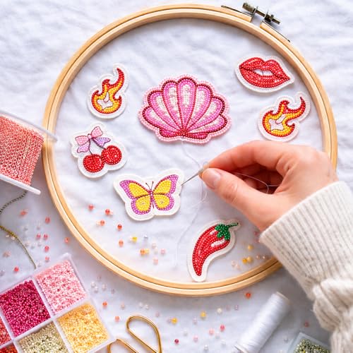 KNOT YOUR TYPE Bead Embroidery DIY Kit for Beginners | Hand Embroidery Kit with Beads Hoop & Complete Stitching Materials | Creative Art & Craft Gift Set for Adults
