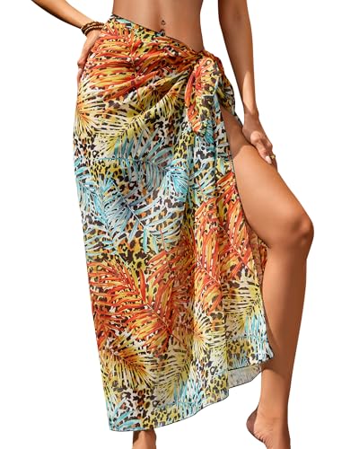 Image of Eicolorte Womens Beach Cover Up Chiffon Sheer Bikini Beach Swimsuit Coverup Sarong Pareo Wraps for Women