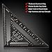 YIWENG Metric Triangle Ruler,12 Inch Rafter Square Aluminum Alloy Metric Triangle Ruler Double Scale Triangle Protractor Layout Gauge High Easy-Read Layout Tool Woodworking Square for Buildi