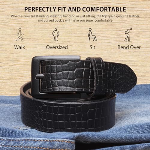 Image of HAYES LONDON Belts for Men Leather Original, Formal & Casual Leather Belt with Solid Metal Curved Buckle
