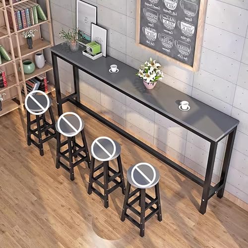 Mesas consola – Mesa auxiliar de cristal estrecha para sala de estar, mesa rústica de pub con patas de altura ajustable y tubos de acero gruesos para restaurantes y cafeterías