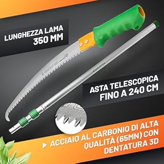 GRÜNTEK Seghetto per Potatura con Pertica Telescopica 100-240 cm. Sega da Giardino Compatibile con svettatoio B096Y5T5VT