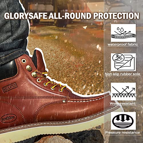 Men's Work Boot with Soft Toe - Waterproof & Slip Resistant 6 Inch Safety Boots for Construction,Rubber Sole Lightweight Working Botas4