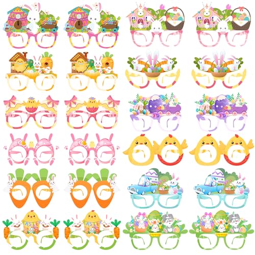 Easter Glasses 24pcs Easter Funny Glasses Easter Bunny Paper Glasses Easter Paper Eyeglasses for Easter Party Decorations Supplies Easter Bunny Party Favor