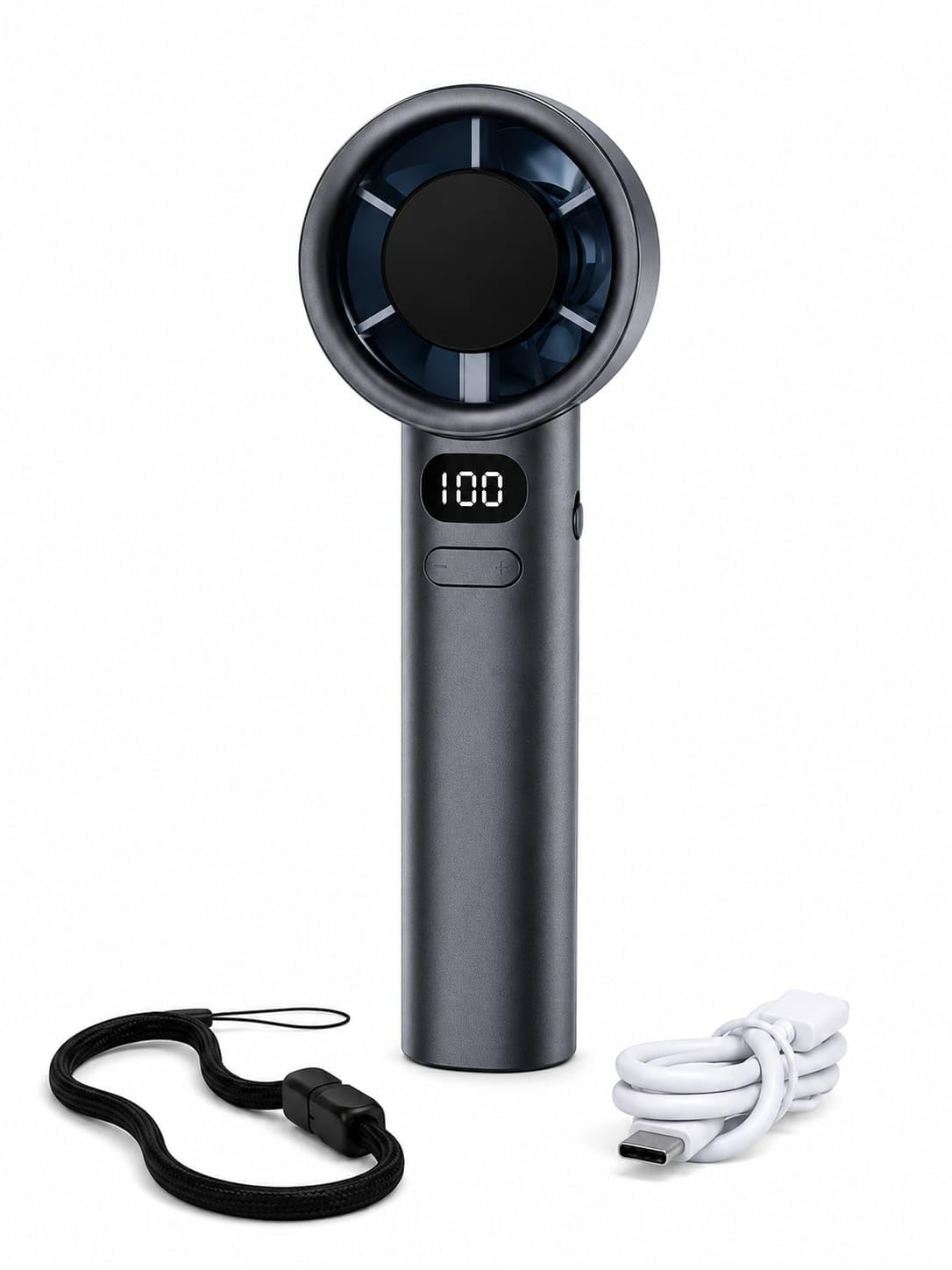 Handheld Portable Mini Fan 120 Speed Stepless 3000 Rpm M11 | Adjustable 1800mAh Rechargeable Battery LED Display Type-C Fast Charging Desk Gadgets | For Gym Kitchen Study Travel and Office (Black)-image-37