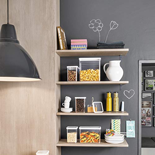 Rotho Loft quadratische Vorratsdose 0,5l mit Deckel und Dichtung, Kunststoff (SAN) BPA-frei, transparent/weiss, 0,5l (10… - Image 3