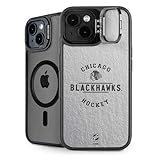 Skinit Kickstand Phone Case compatible with iPhone 15 - Officially Licensed NHL Chicago Blackhawks Black Text Design