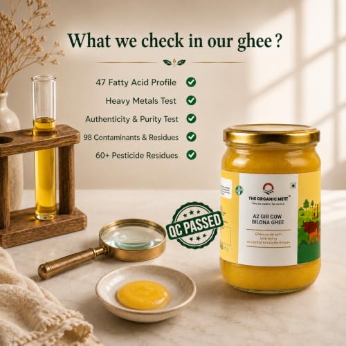 Image of The Organic Meva A2 Bilona Cow Ghee 500 ml | Pure A2 Desi Cow Ghee | Traditional Bilona Churned Ghee | 100% Natural & Organic | Rich Aroma & Authentic Taste | Pure Clarified Butter