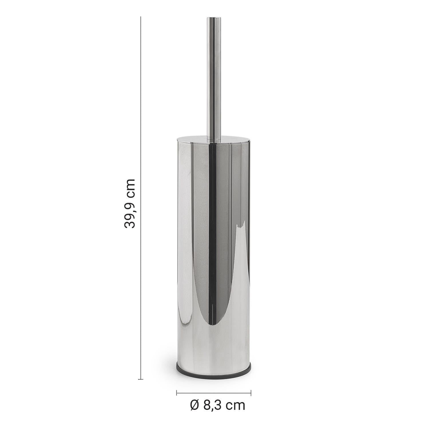 Kiamami Valentina - Escobilla de baño de acero inoxidable pulido con cerdas de 39,9 cm de alto, colección Loto