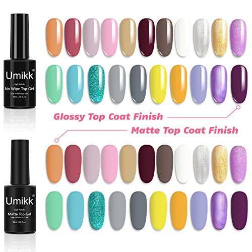Umikk 24 Stück Gel Nagellack Set 21 Farben 5ml mit Basis No Wipe Top Matte Decklack 10ml UV LED Cure Coral Orange Weiß… – Bild 3