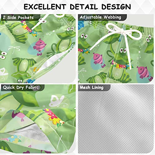senya Boys Swim Trunks Quick Dry UPF 50+ Cute Cartoon Lotus Pond Frog Beach Board Shorts Kids Bathing Suits Swimsuit3