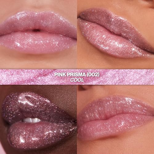 Image of REVLON Super Lustrous Glimmer Gloss, Non-Sticky Lip Gloss, High-Shine Finish, Plant-Based Glitter, 002 Pink Prisma, 3.8 ml