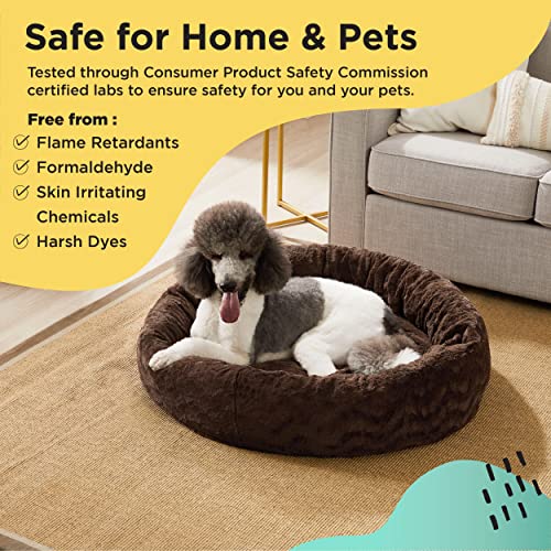 Best Friends by Sheri Bundle Set The Original Calming Lux Donut Cuddler Cat and Dog Bed + Pet Throw Blanket Dark Chocolate Medium 30"